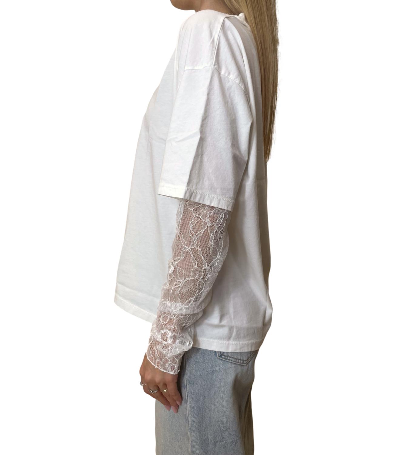 Susy Mix T-shirt Pizzo Latte Donna
