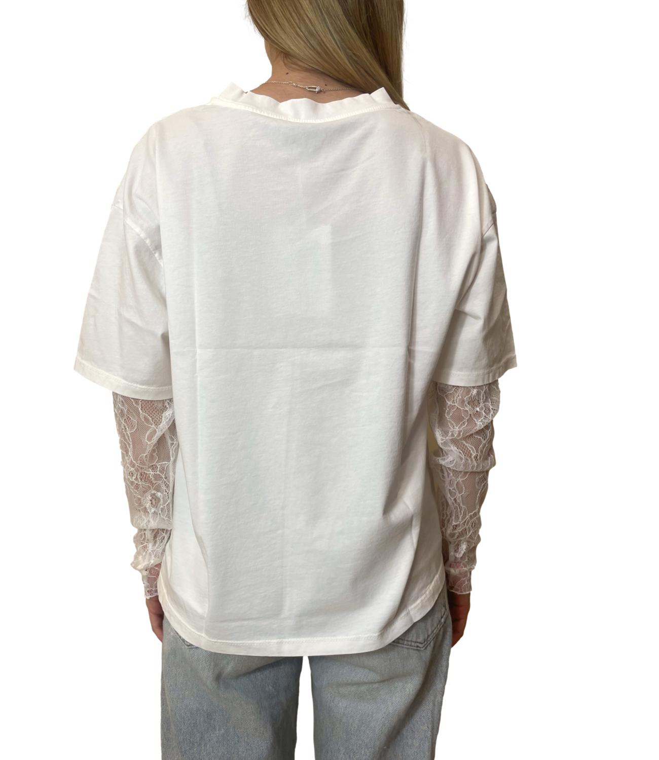 Susy Mix T-shirt Pizzo Latte Donna