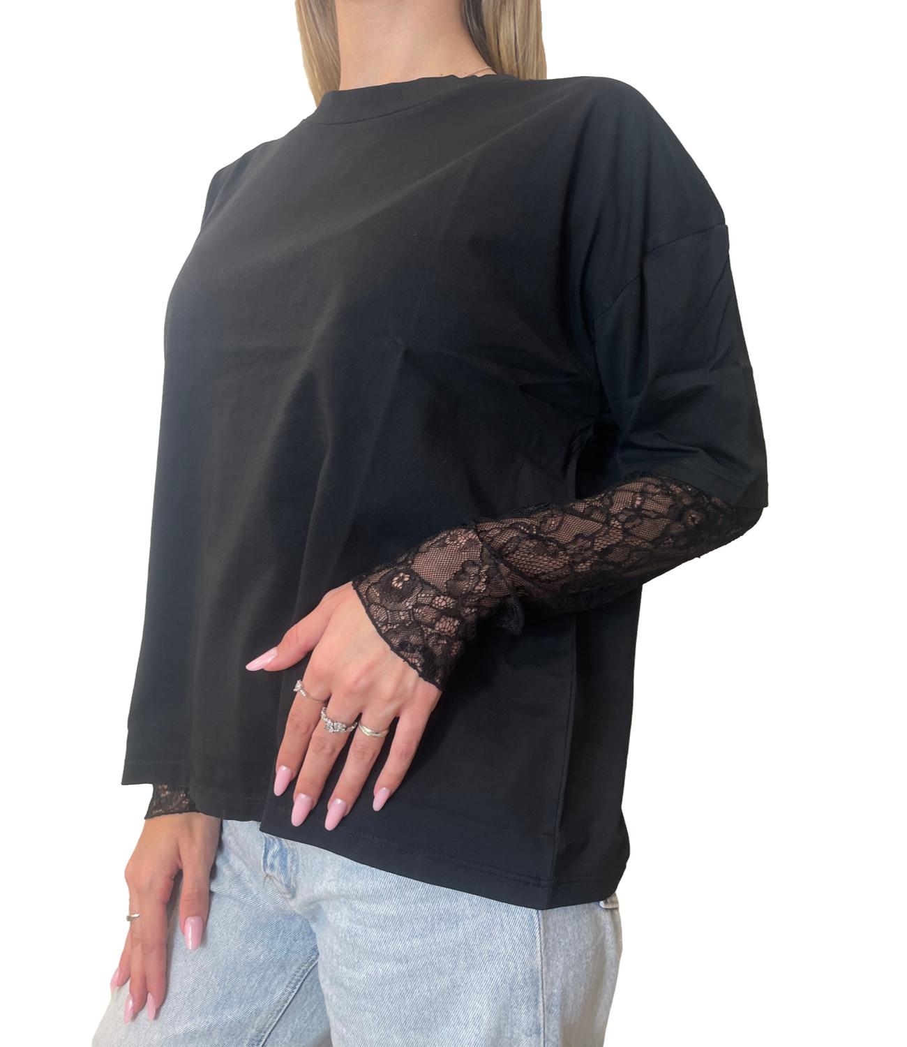 Susy Mix T-shirt Pizzo Nero Donna