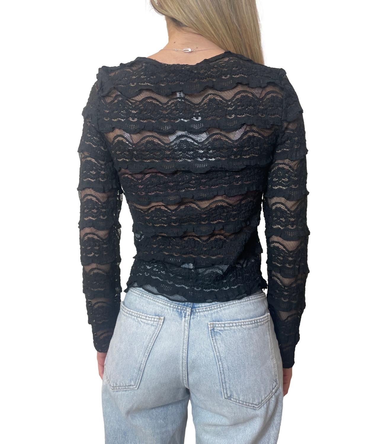 Susy Mix Maglia Pizzo Nero Donna