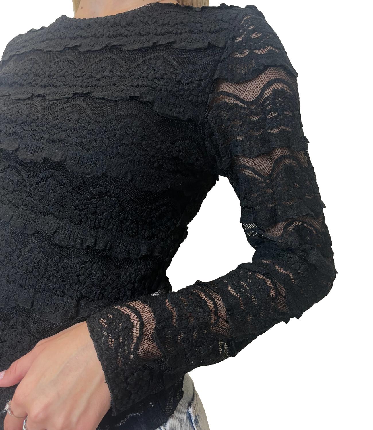 Susy Mix Maglia Pizzo Nero Donna