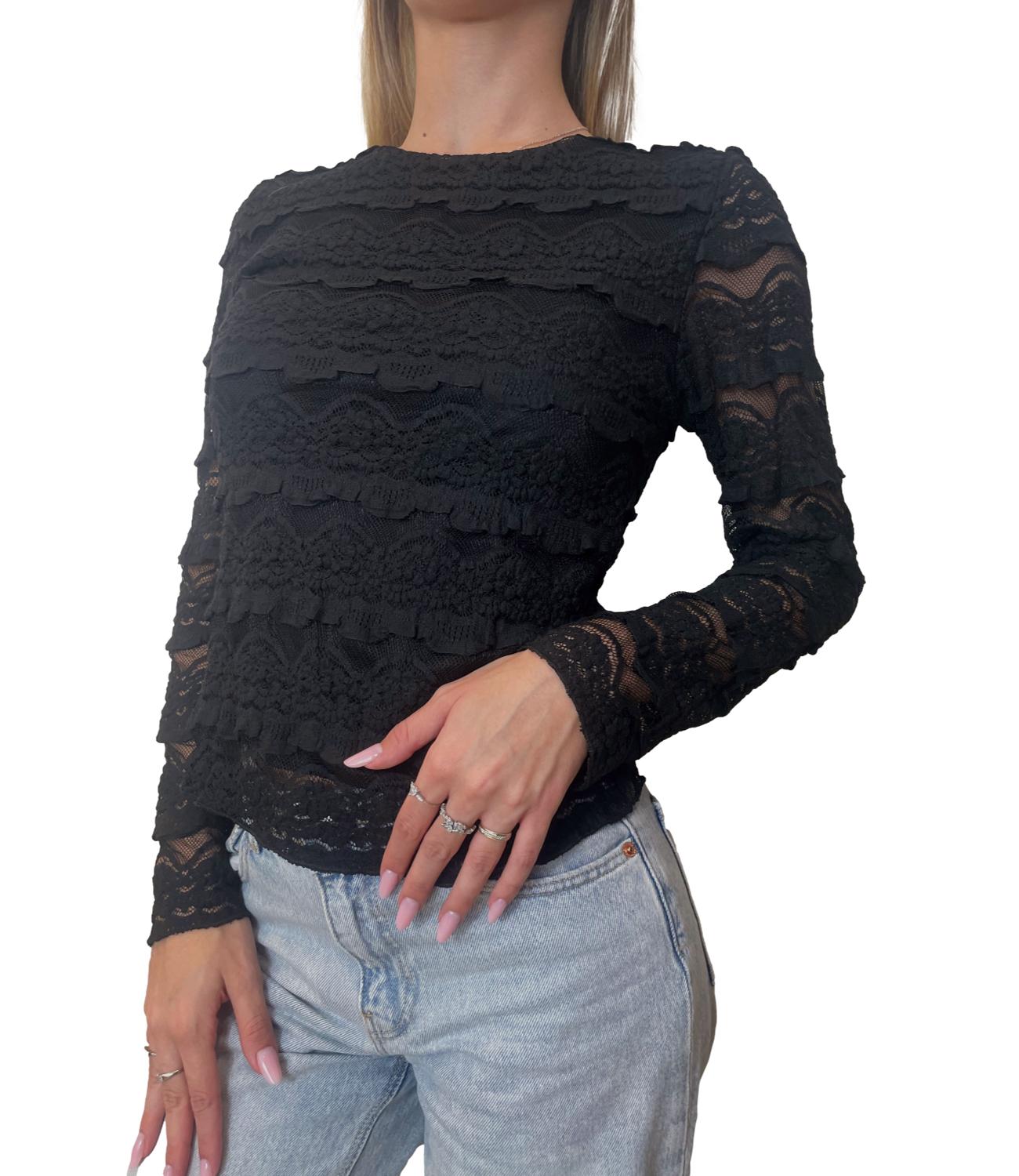 Susy Mix Maglia Pizzo Nero Donna