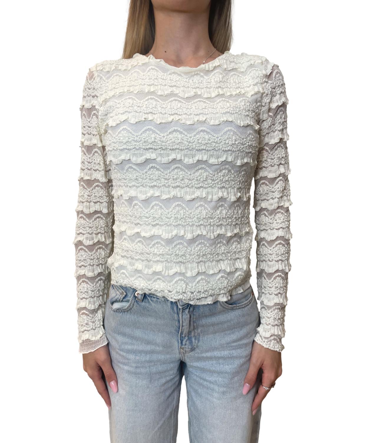 Susy Mix Maglia Pizzo Panna Donna