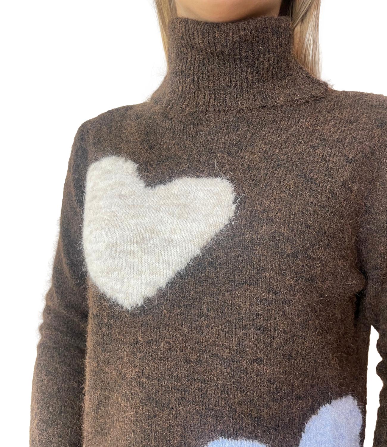 Susy Mix maglia raglan cuori moro donna