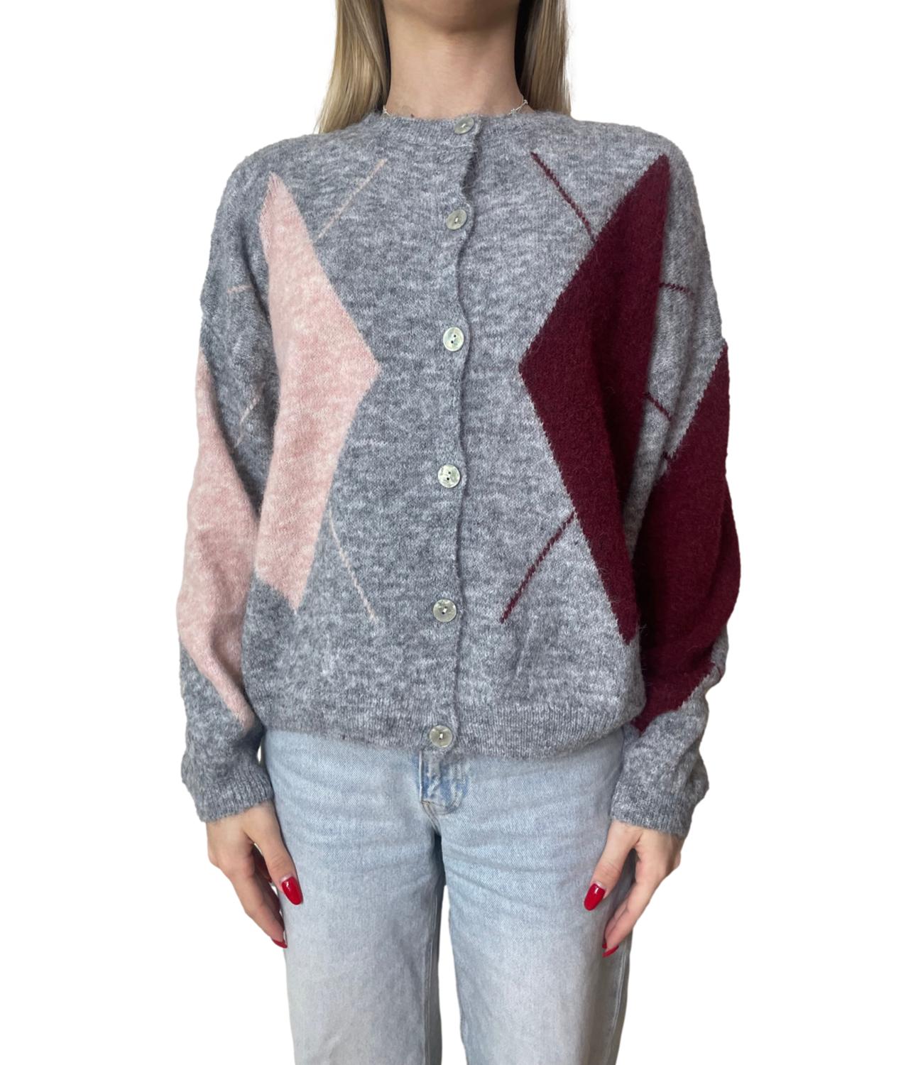 Susy mix cardigan rombi grigio donna
