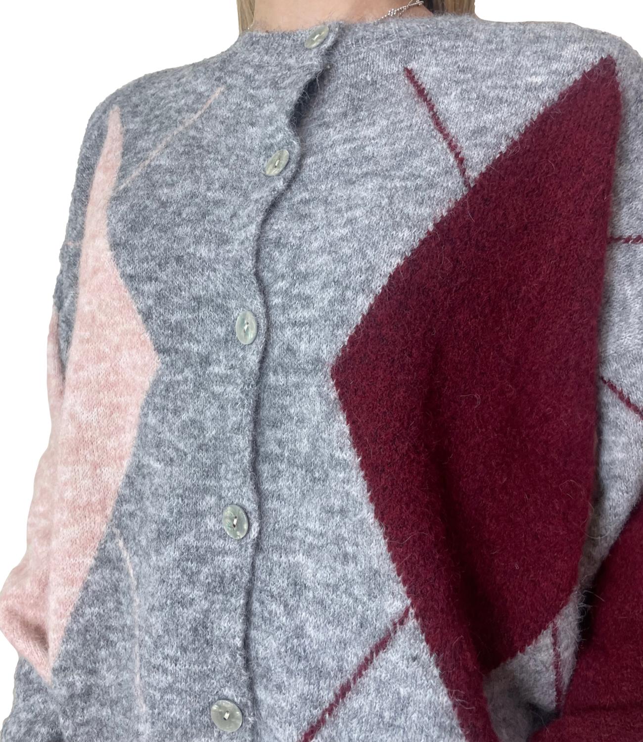 Susy mix cardigan rombi grigio donna