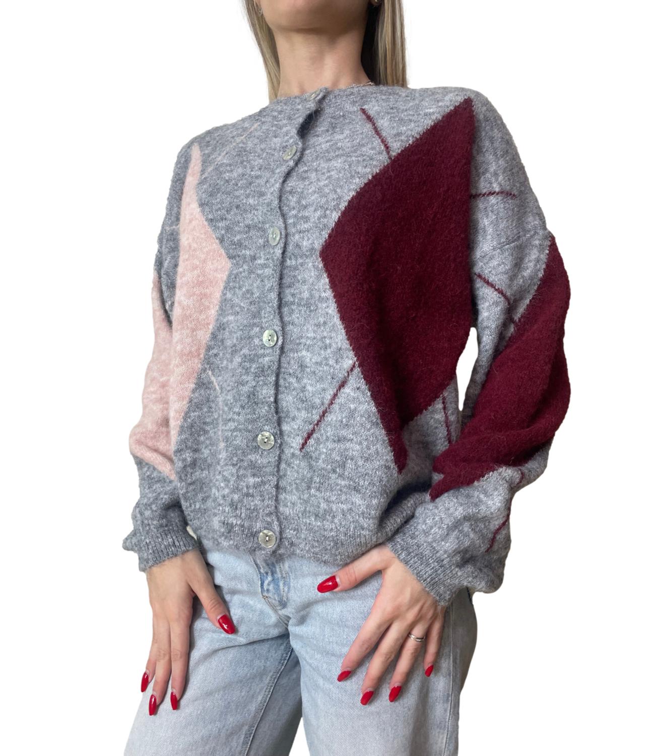 Susy mix cardigan rombi grigio donna