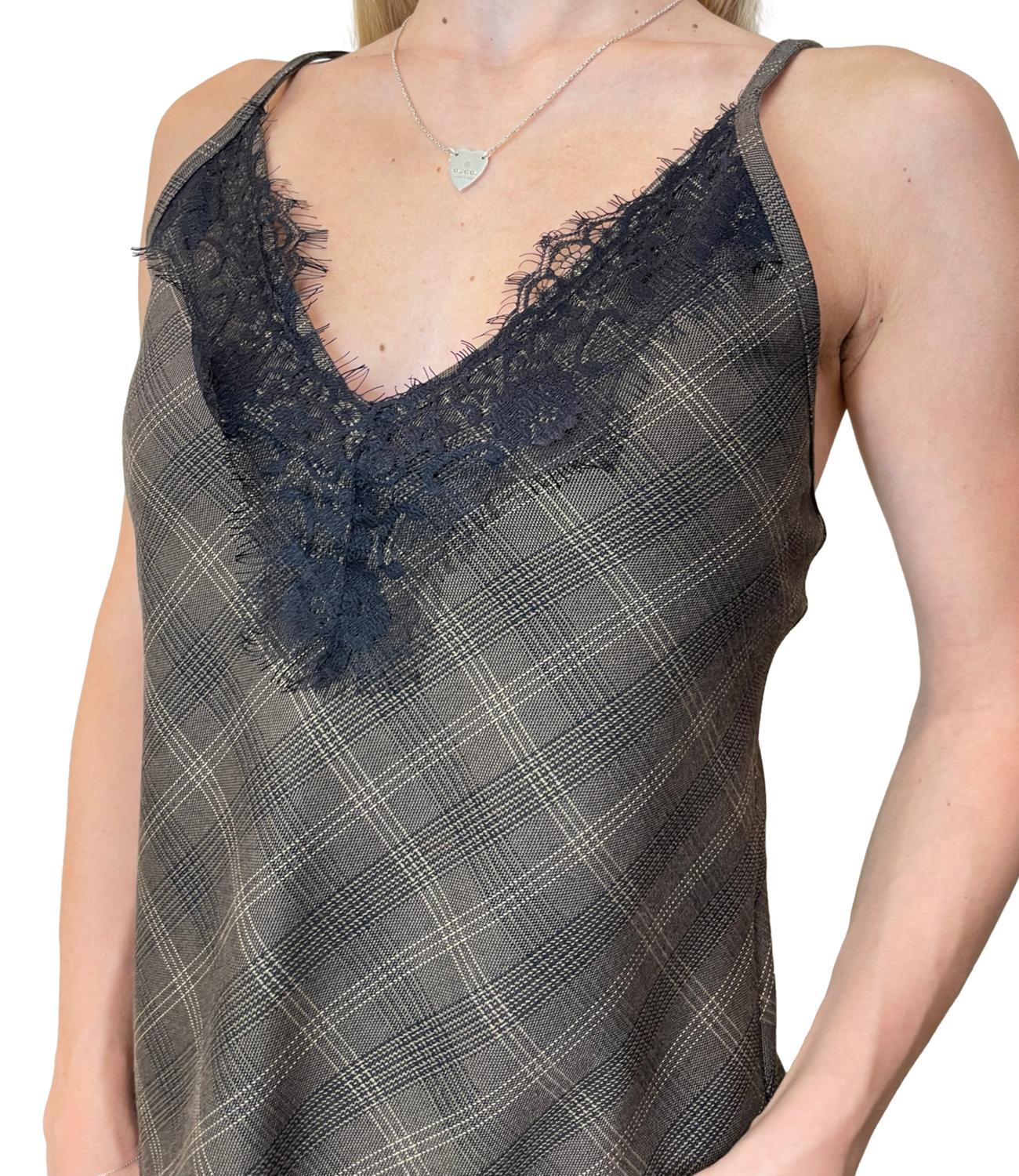 Susy Mix Top Check Fango Donna