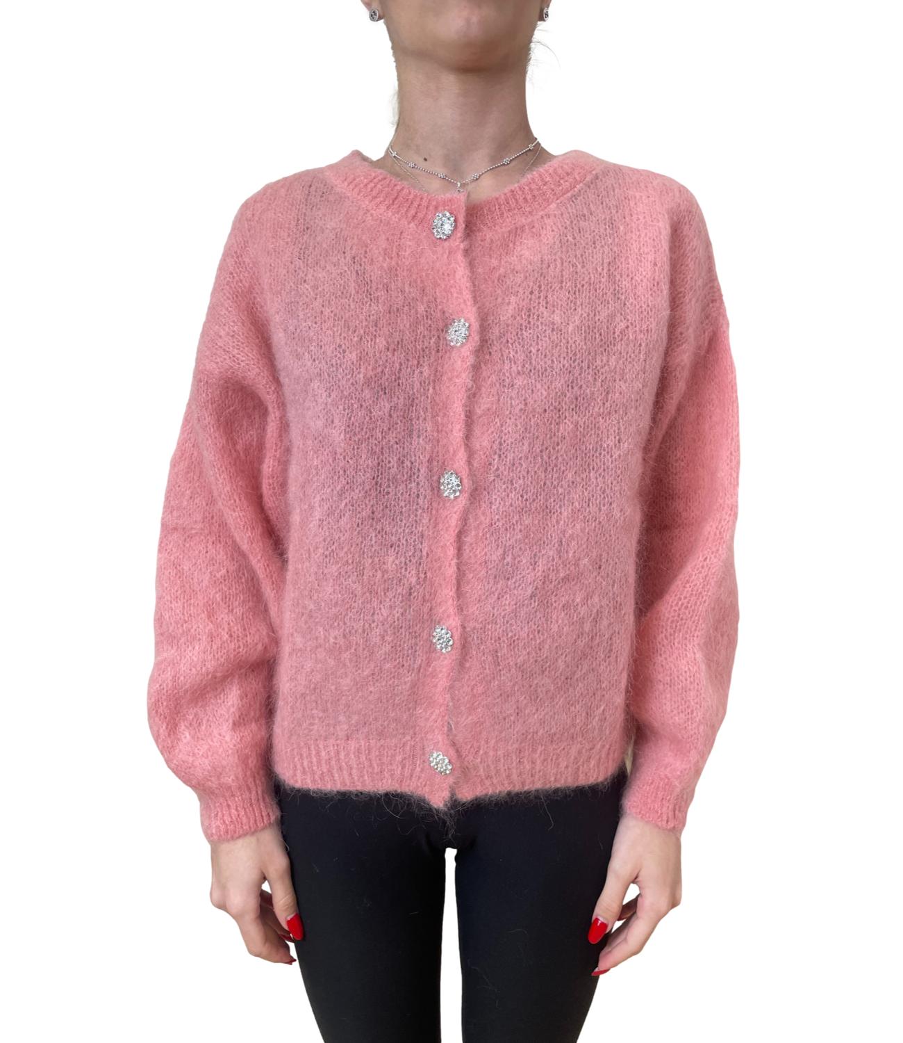 Vicolo cardigan c/bottoni gioiello rosa donna