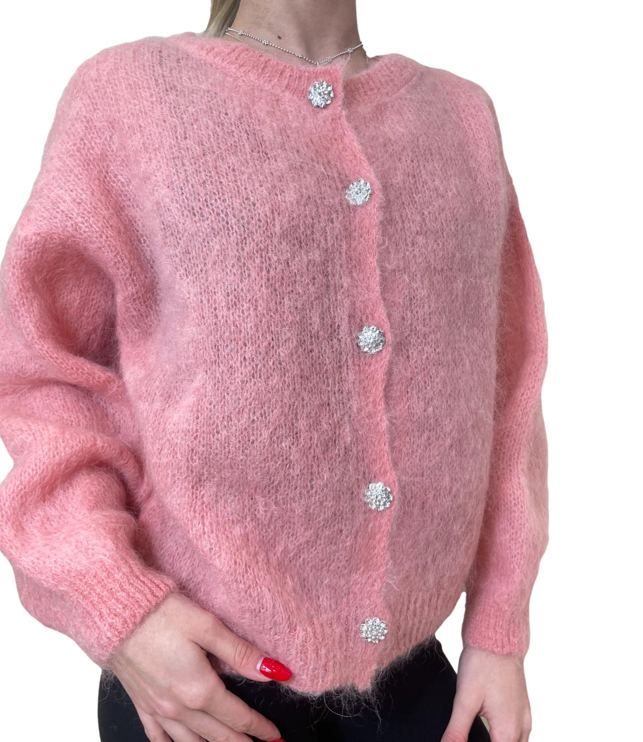 Vicolo cardigan c/bottoni gioiello rosa donna