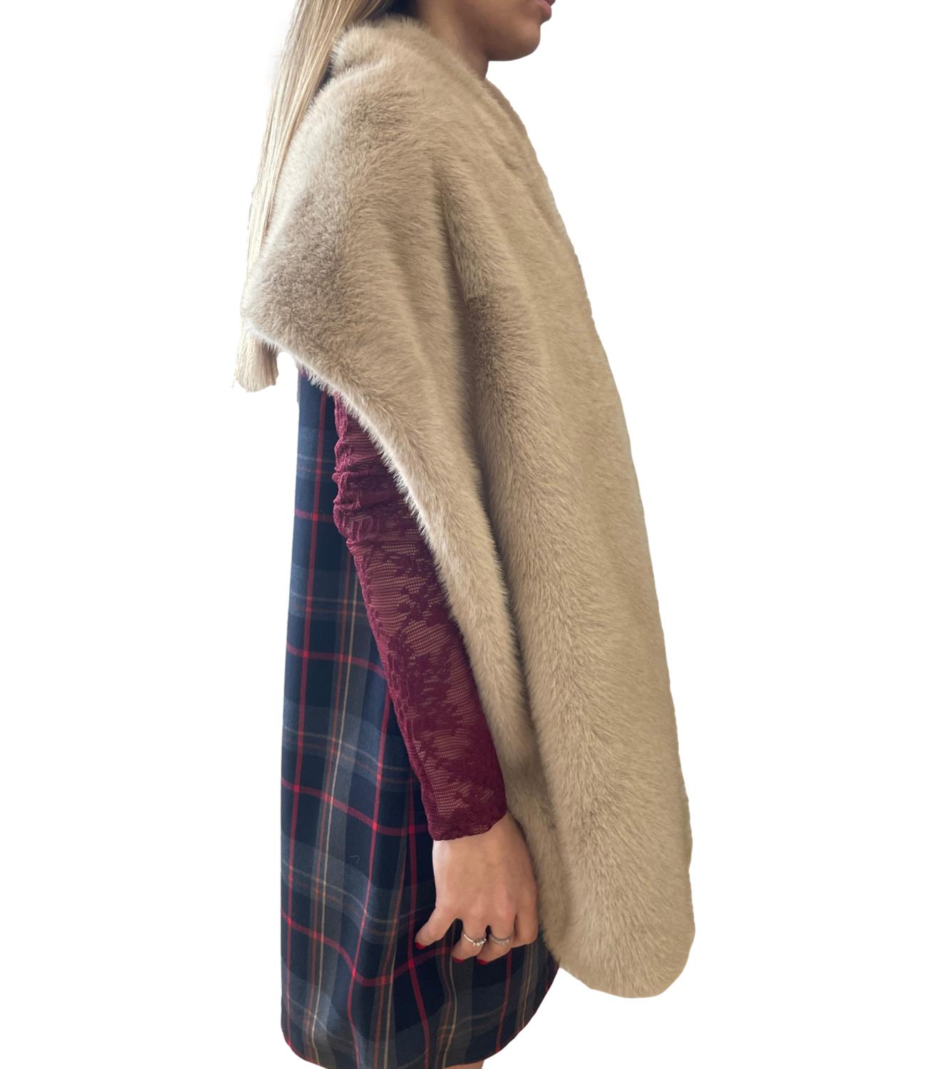Vicolo Cappotto Scialle Beige Donna