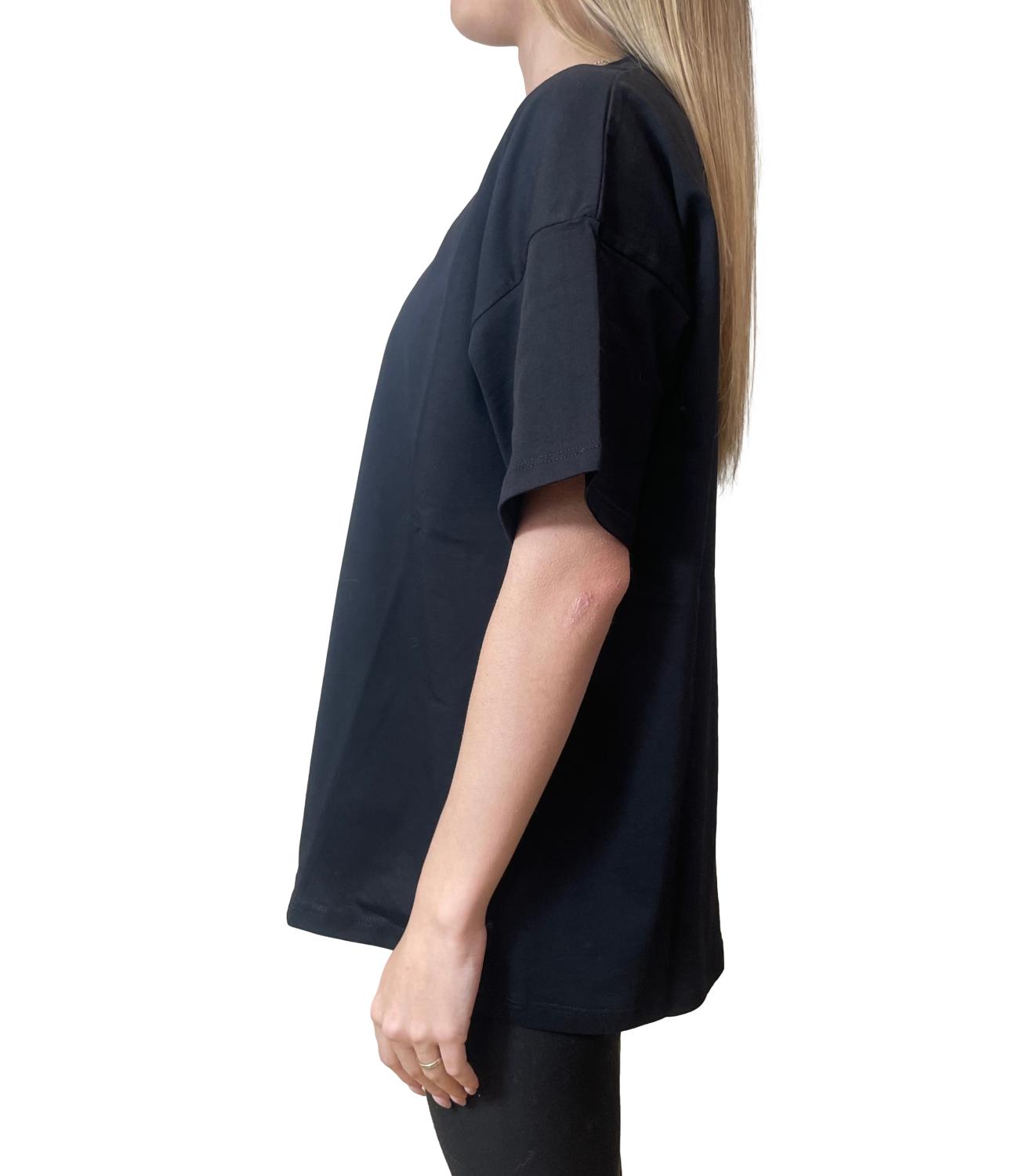 Vicolo T-shirt Stampa Orsetto Nero Donna