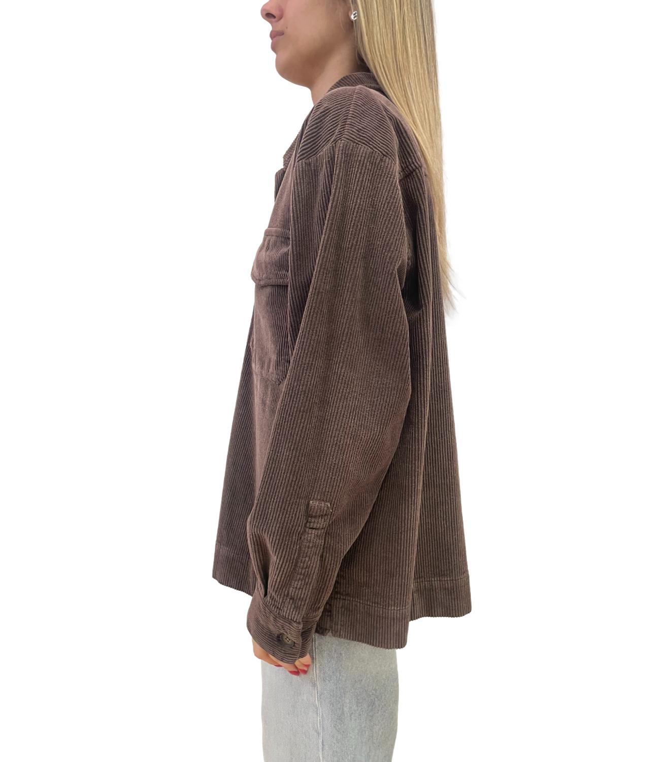 Vicolo Camicia Velluto Marrone Donna