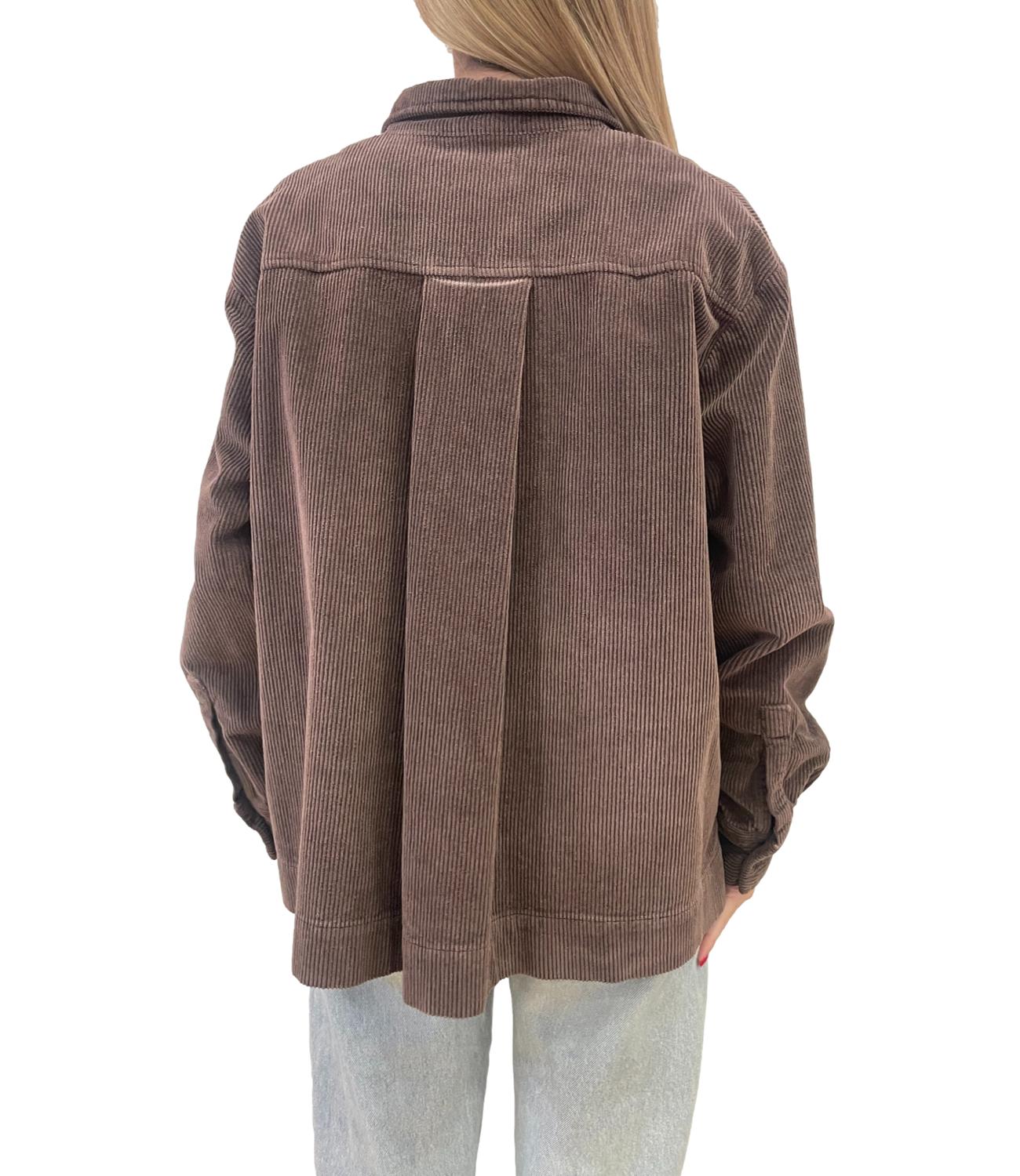Vicolo Camicia Velluto Marrone Donna