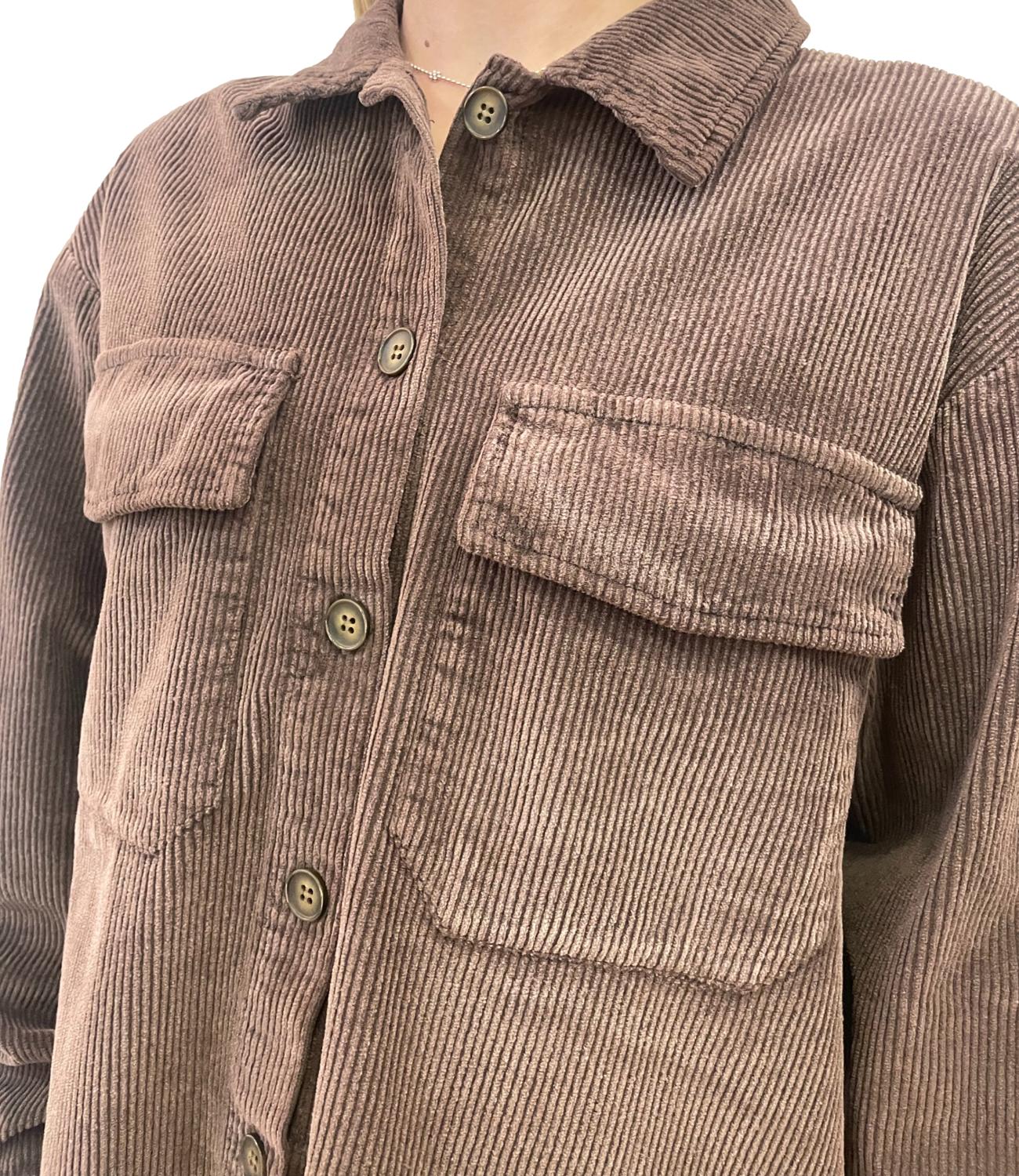 Vicolo Camicia Velluto Marrone Donna