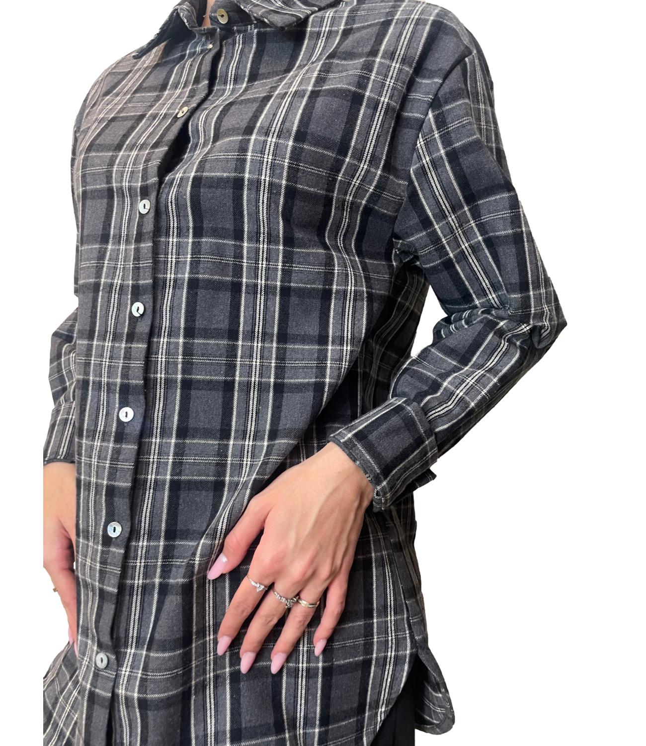 Vicolo Camicia Quadri Grigio Donna
