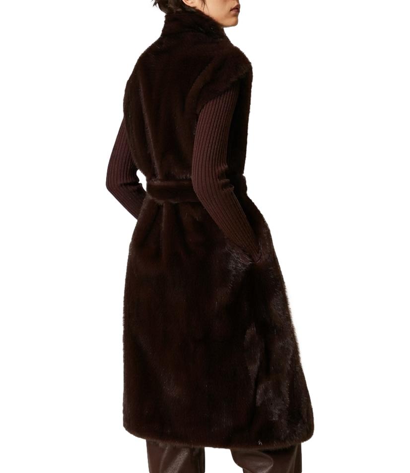 Actitude Twinset Gilet Chocolate Plum da Donna