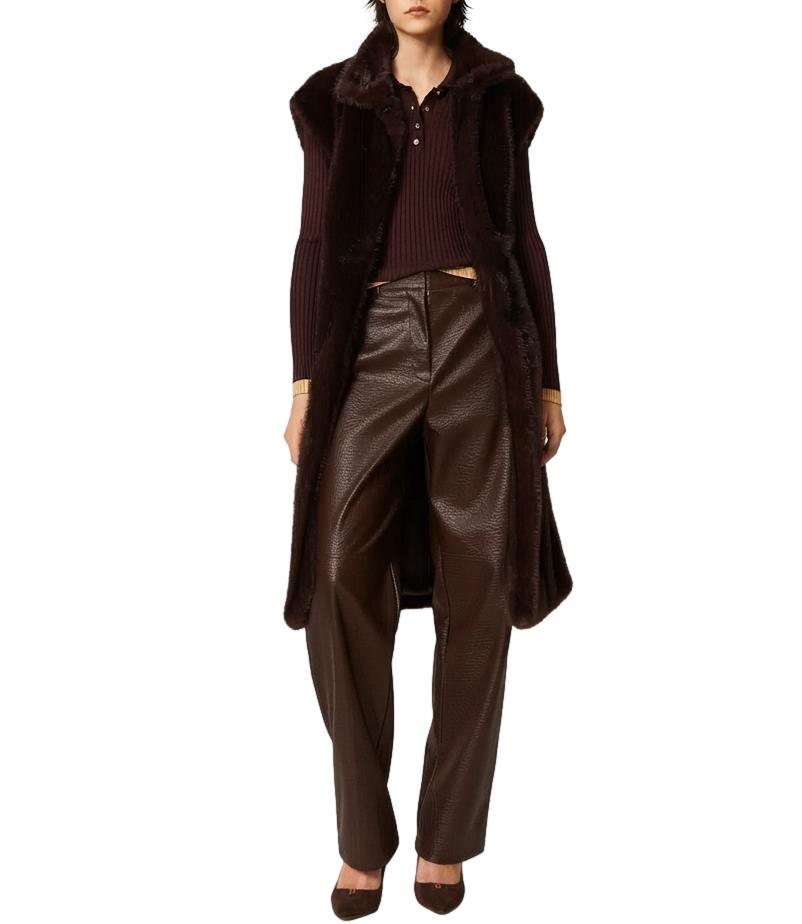 Actitude Twinset Gilet Chocolate Plum da Donna