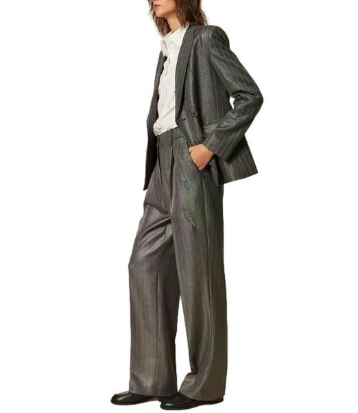 Actitude Twinset Pantalone Antracite Spalmato da Donna