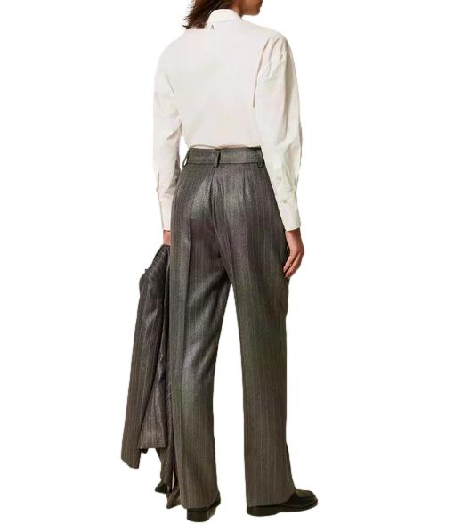 Actitude Twinset Pantalone Antracite Spalmato da Donna