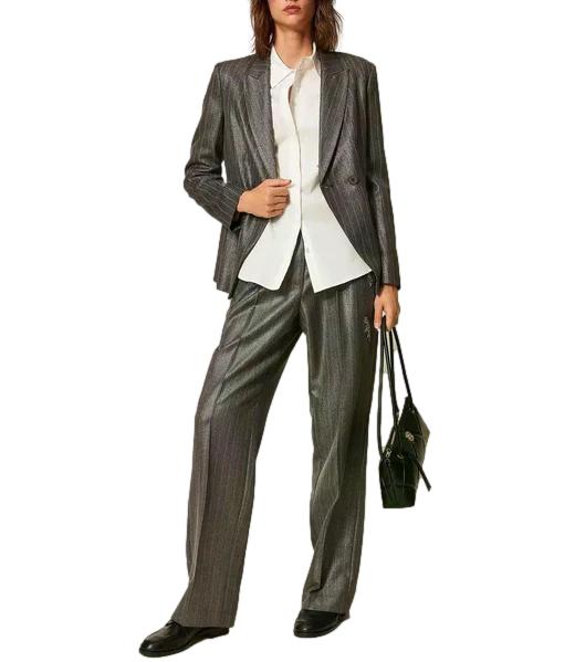 Actitude Twinset Pantalone Antracite Spalmato da Donna