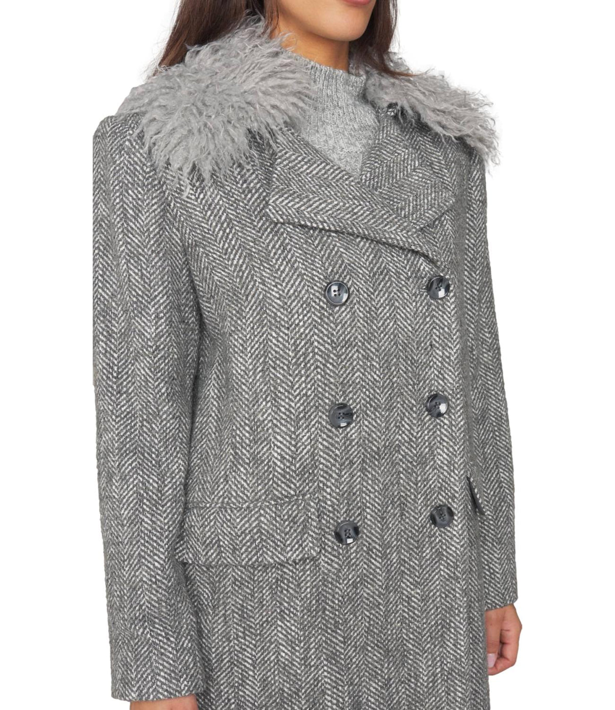 Actitude Twinset Cappotto Grey Herringbone Donna