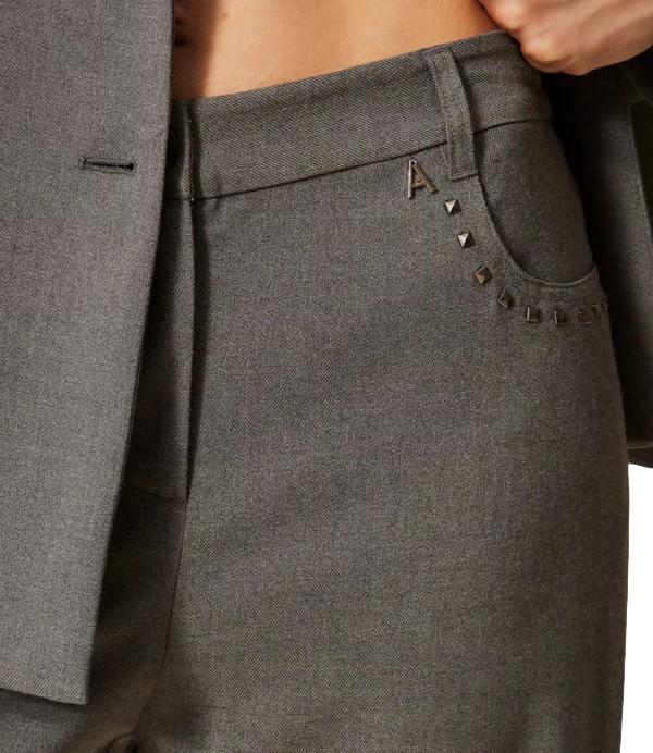 Actitude Twinset Pantalone Grigio Medio Melange da Donna