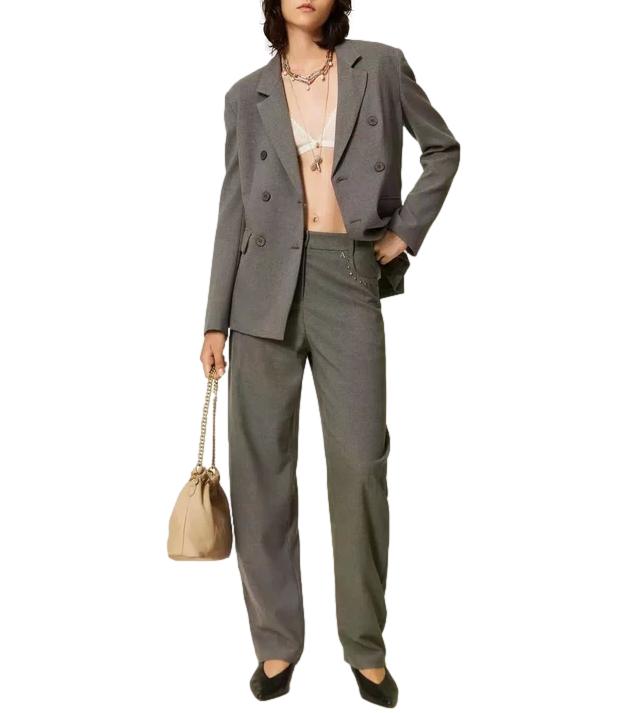 Actitude Twinset Pantalone Grigio Medio Melange da Donna