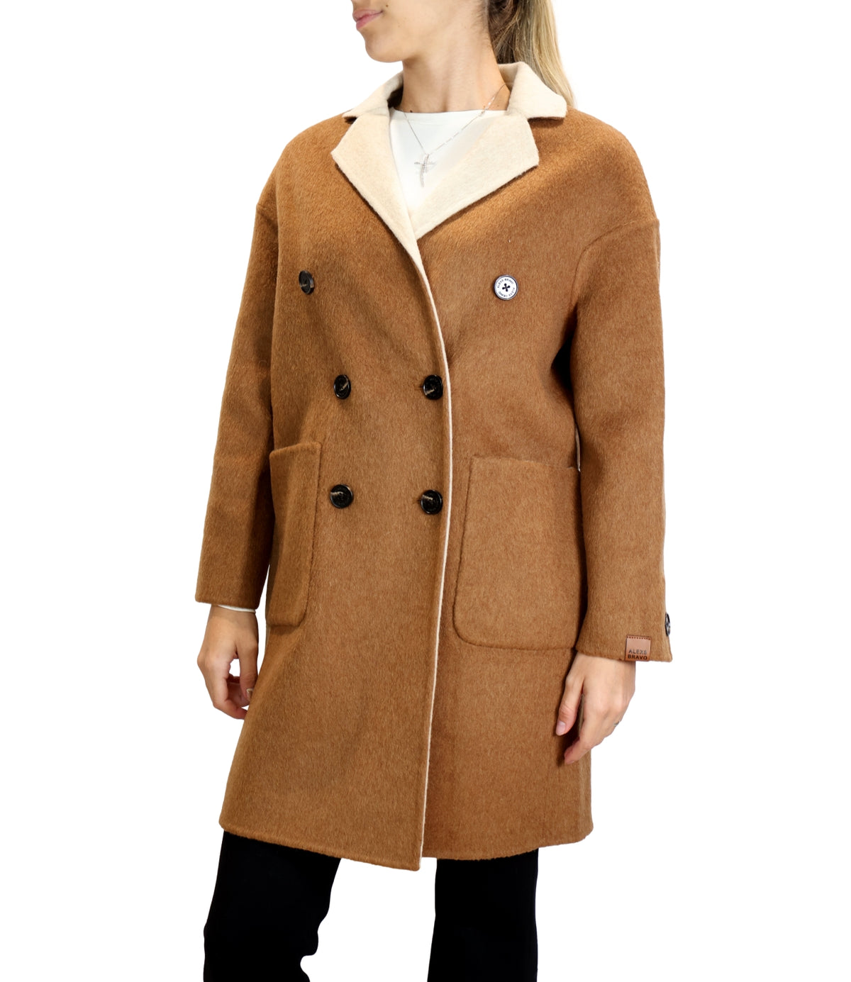 Alexs Bravo Cappotto Brown/ofF-White da Donna
