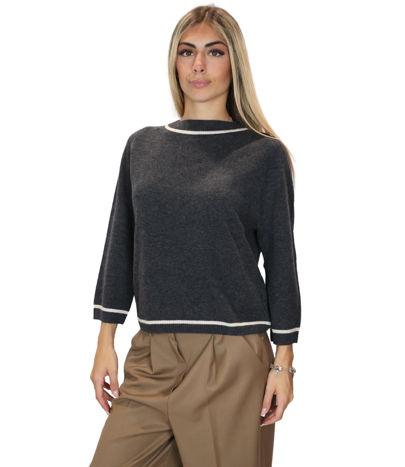 Emme Marella Maglia Grigio Scuro Melange da Donna