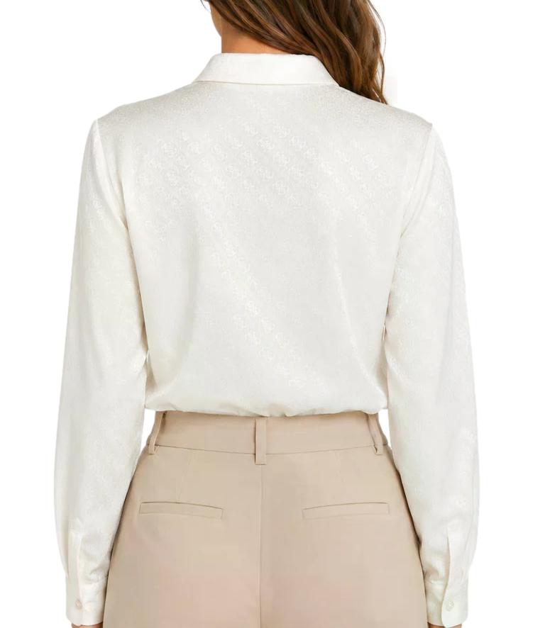 Guess Camicia Ls New Marthe Logo Shirt Cream/White Donna