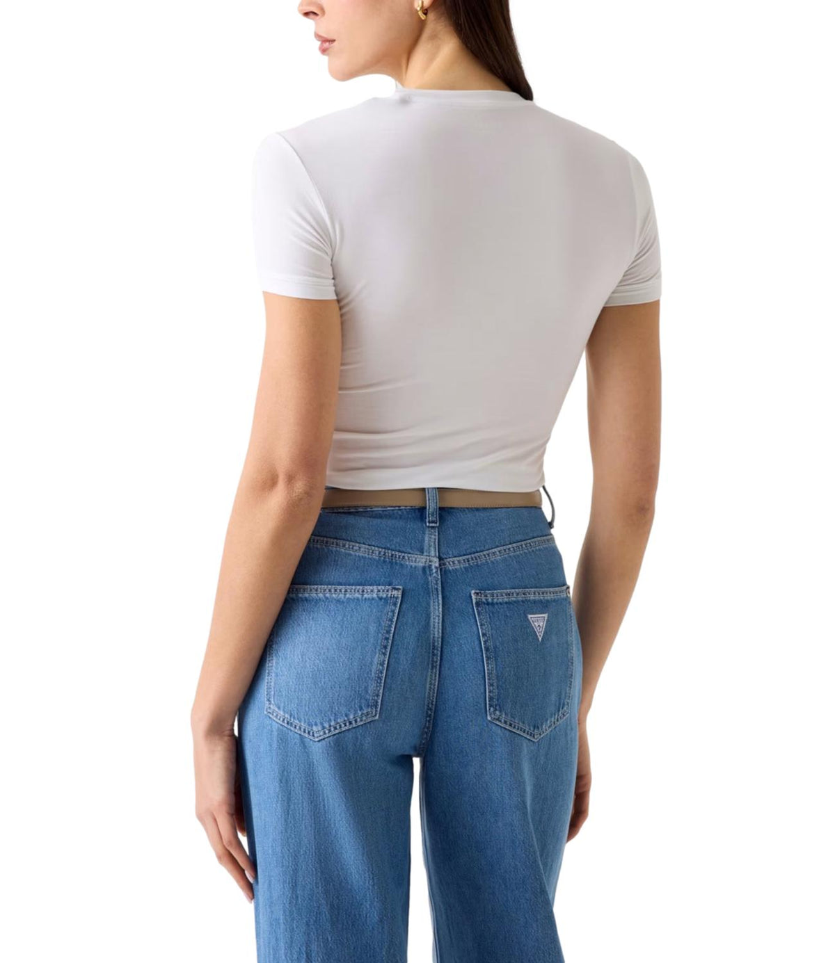 Guess T-shirt New Ss Cn Mini Logo Tee Bianco Donna
