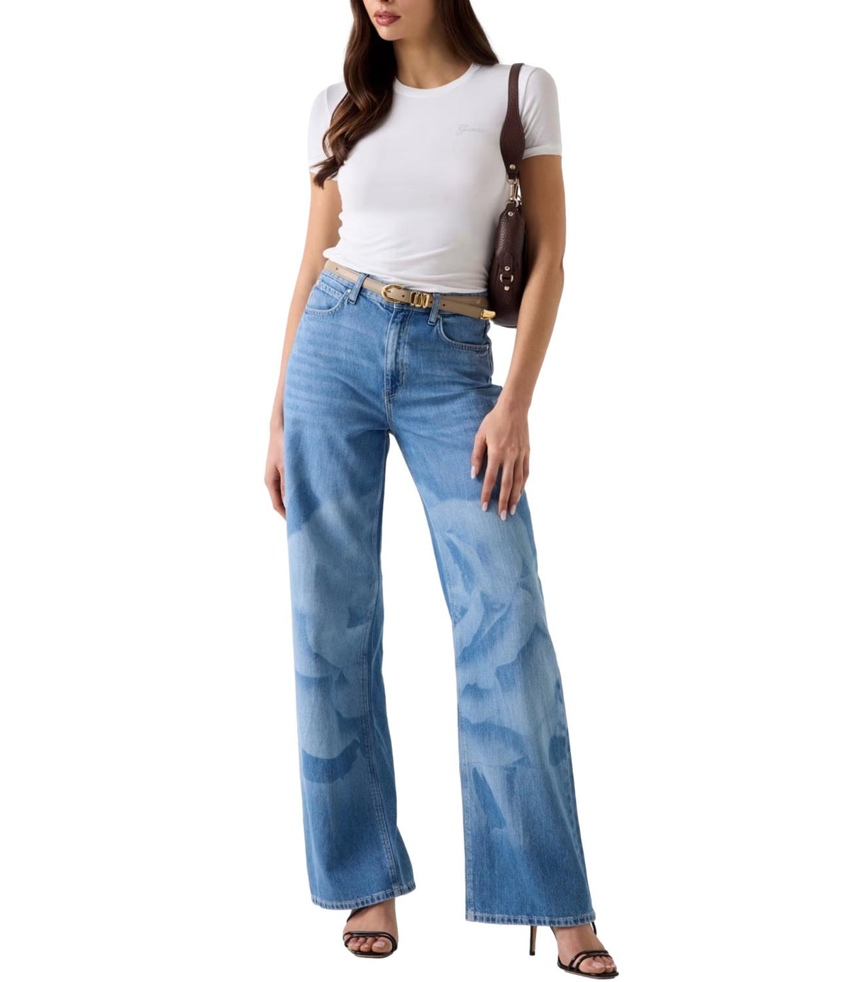 Guess T-shirt New Ss Cn Mini Logo Tee Bianco Donna