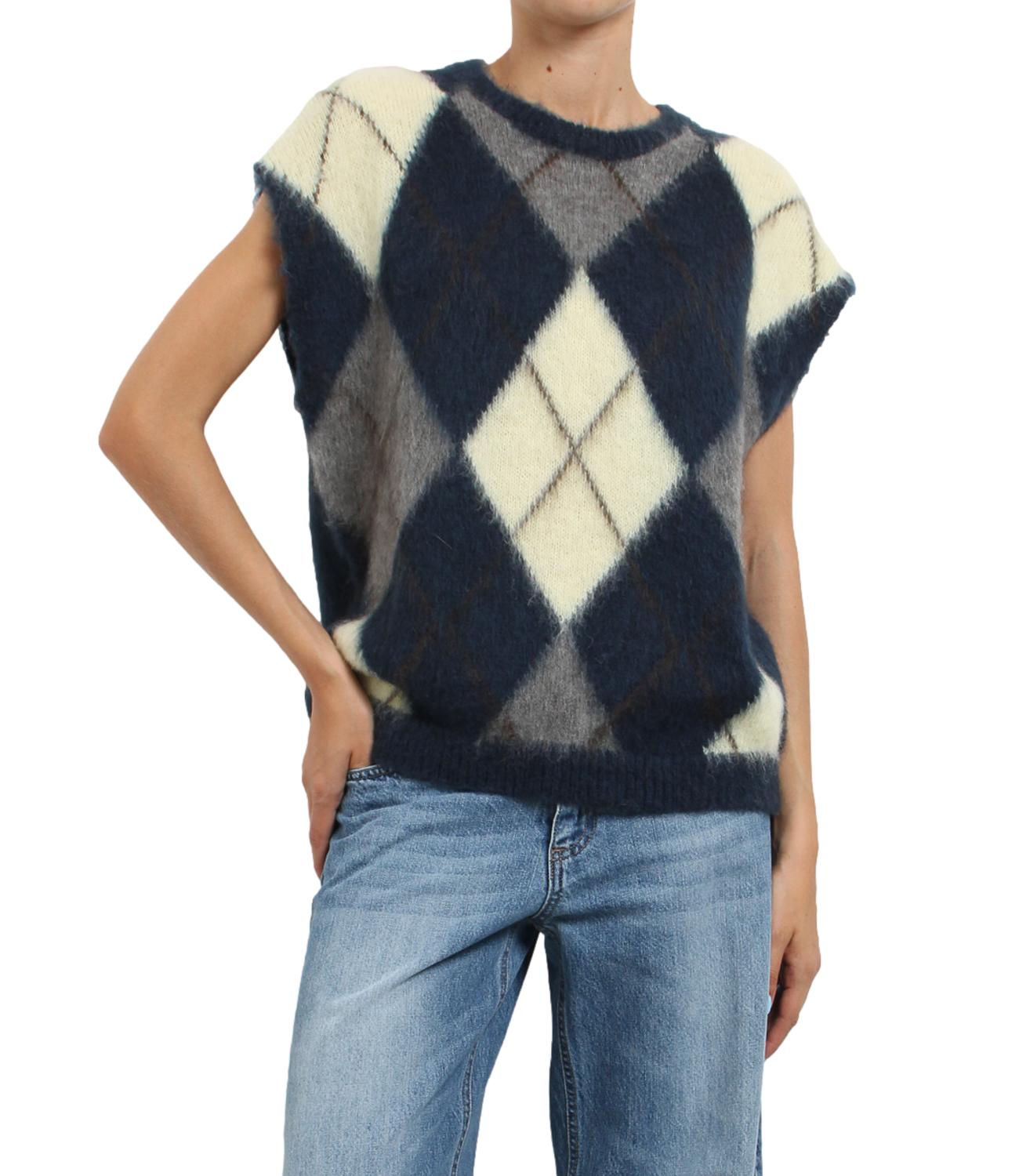 Kontatto Gilet BlU-GiallinO-Grigio MediO-Moka da Donna