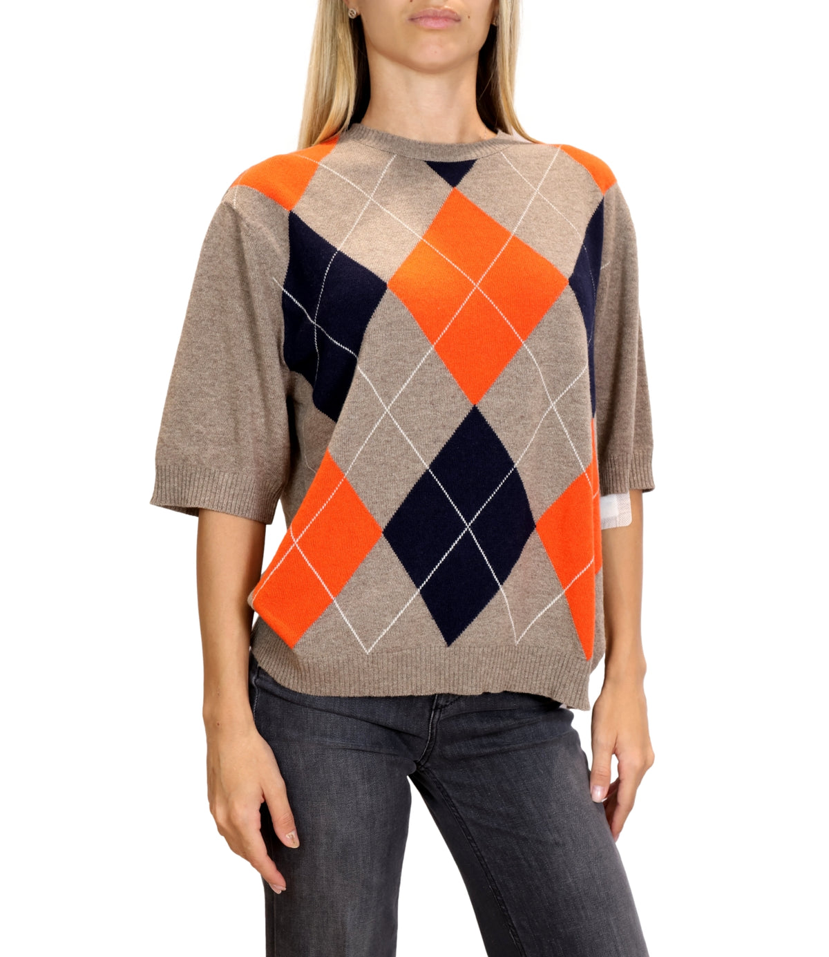 Kontatto Maglia Tortora/arancio da Donna