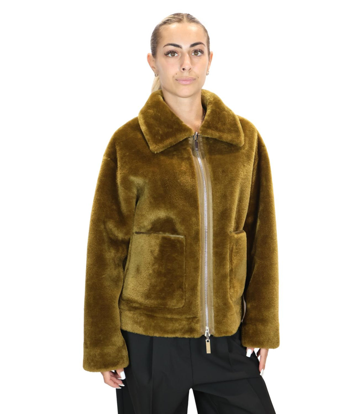 Marella Monochrome Giacca Verde Olio da Donna
