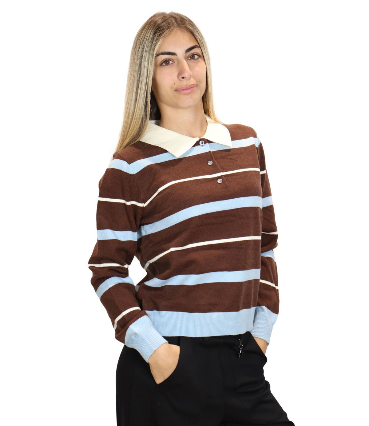 Studio It Polo Riga Celeste Donna