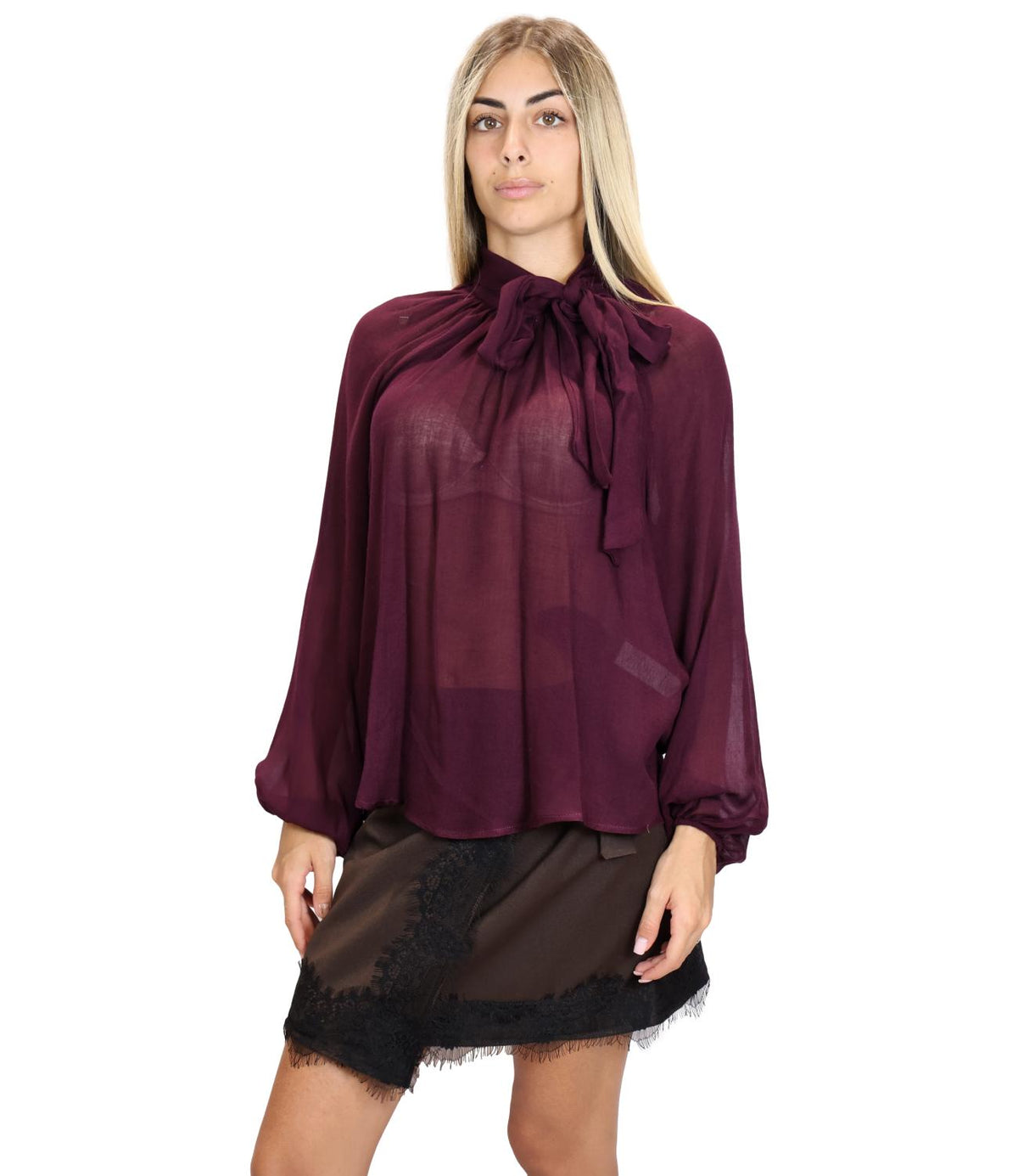 Susy Mix Camicia Vino da Donna