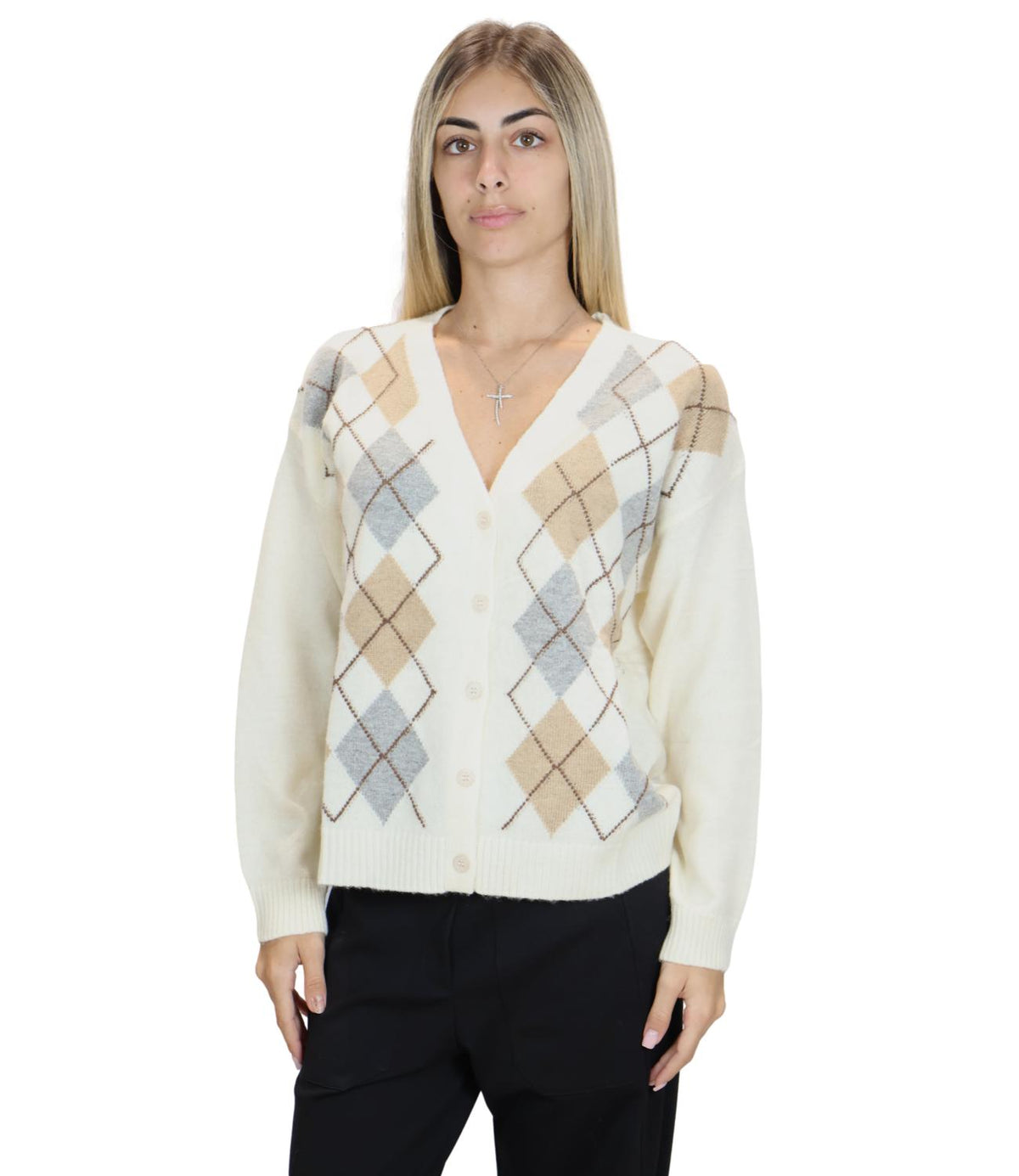 Susy Mix Cardigan Crema da Donna