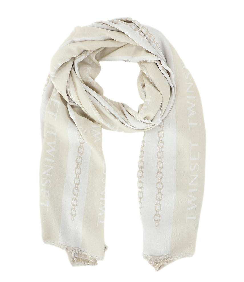 Twin Set Stola Jacq.righe Parchment/giglio da Donna
