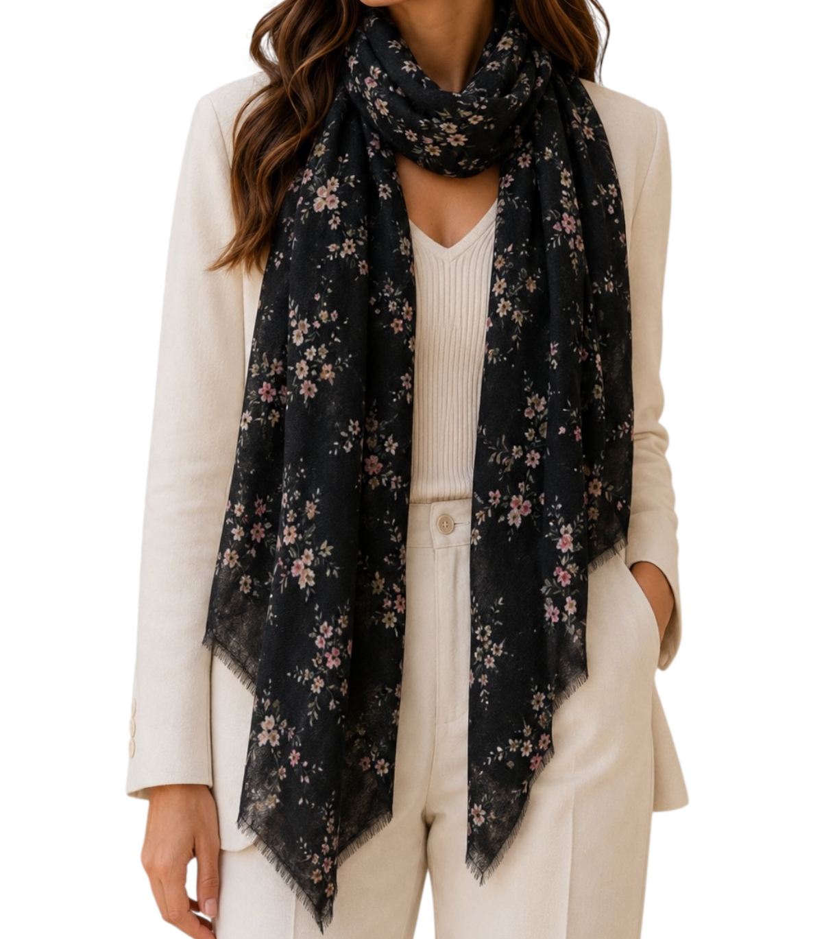 Twin Set Stola St.little Flowers Black/rose da Donna