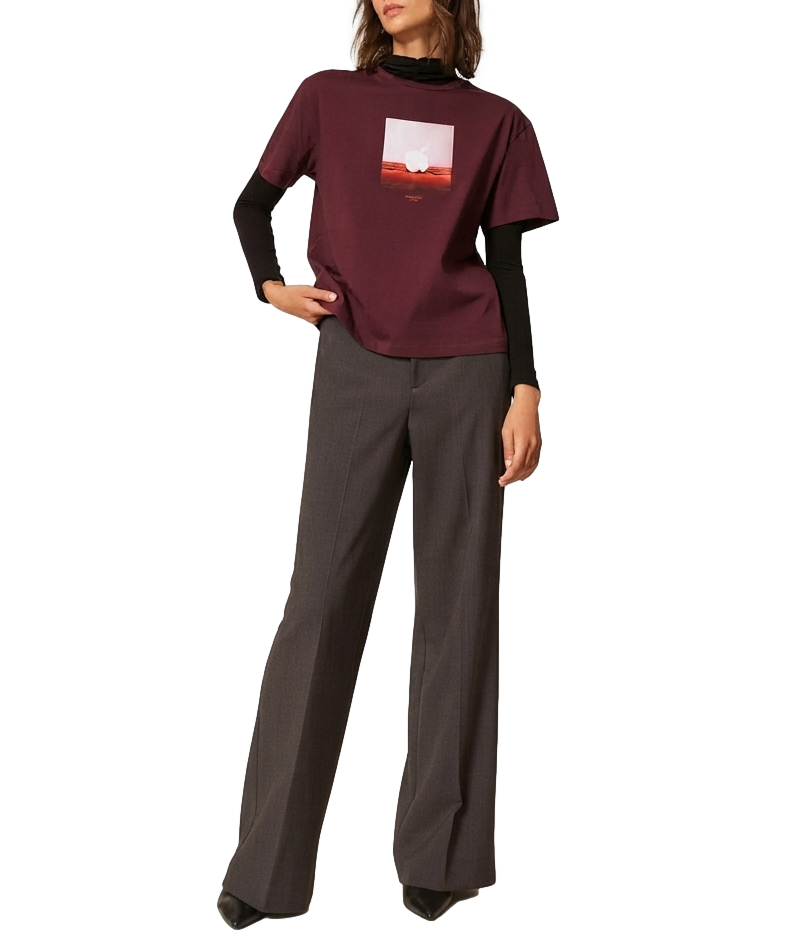 Twin Set Pantalone Grigio Antracite Melange da Donna