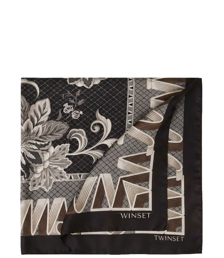 Twin Set Foulard St.optical Logo Nero da Donna
