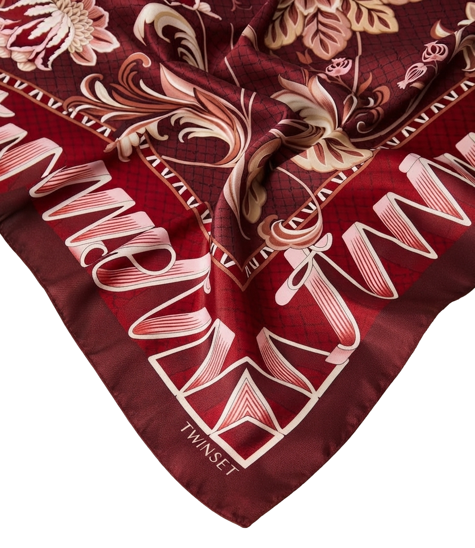 Twin Set Foulard St.optical Logo Bordeaux da Donna