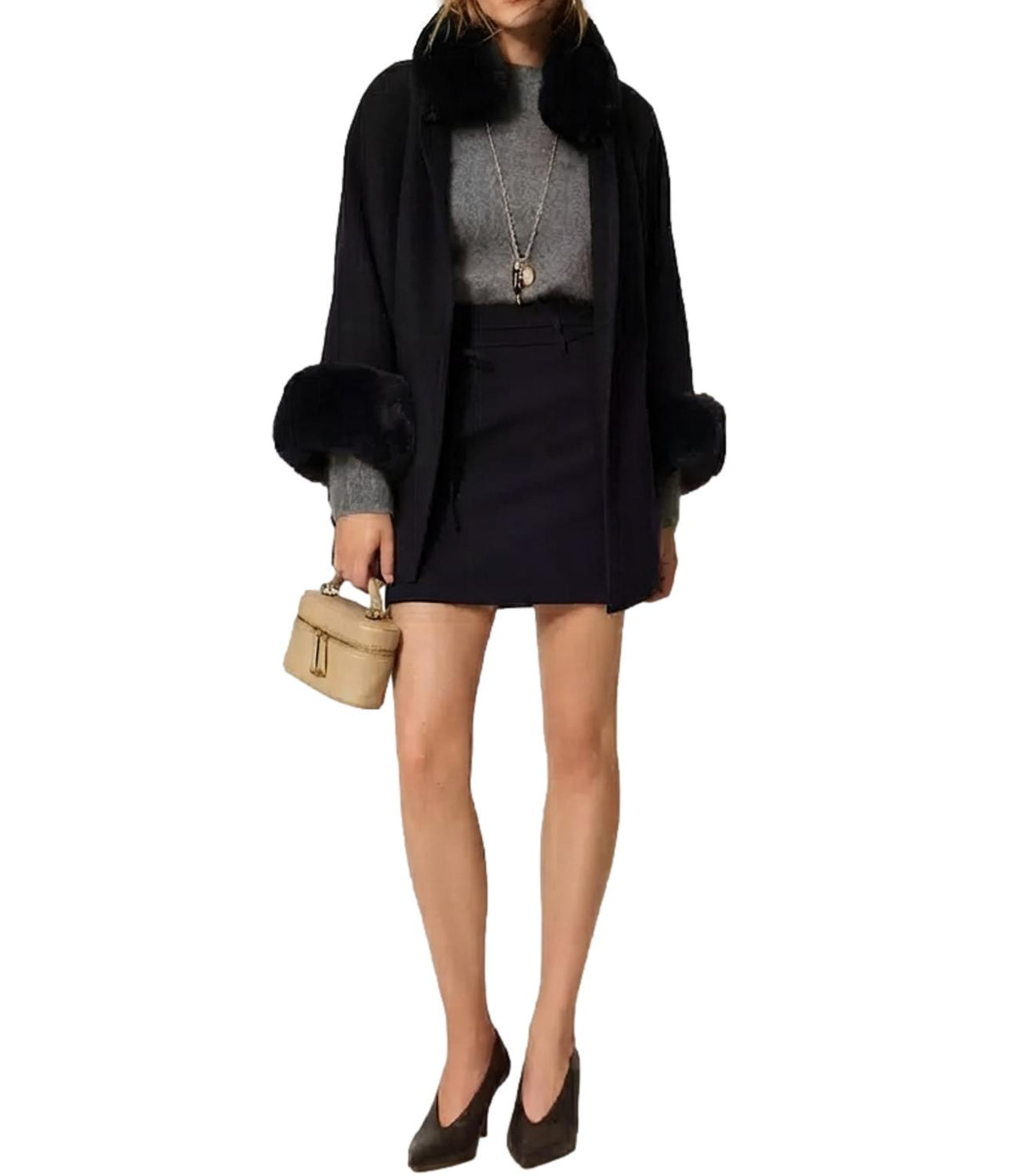 Twin Set Poncho Nero da Donna