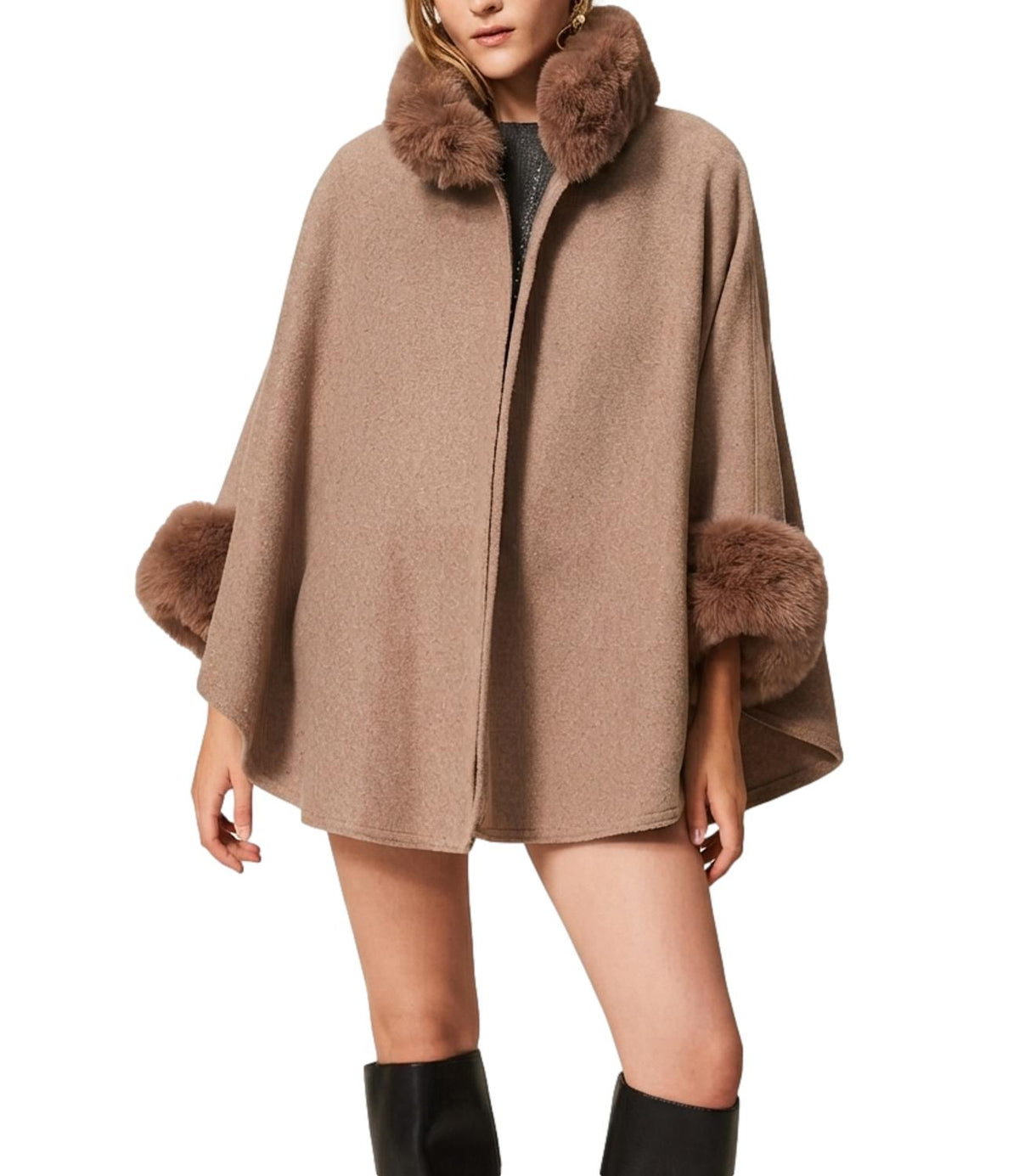 Twin Set Poncho Mastice Melange da Donna