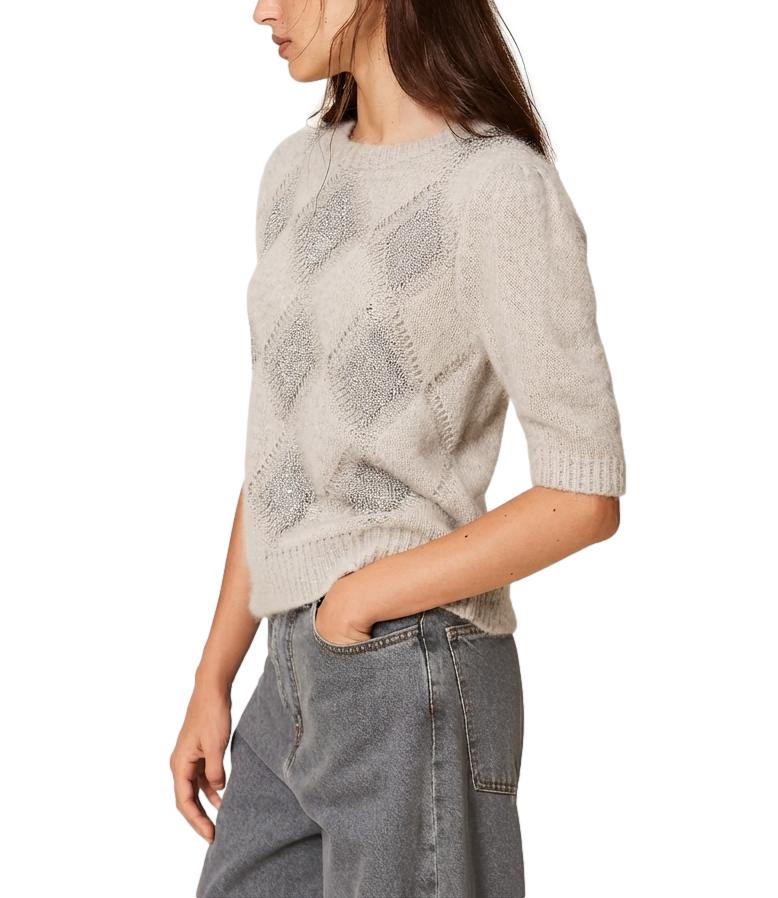 Twin Set Maglia Grigio Chiaro Melange da Donna