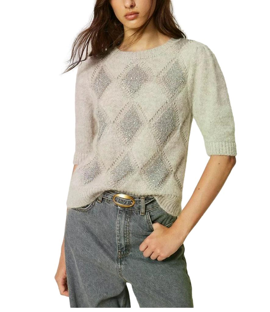 Twin Set Maglia Grigio Chiaro Melange da Donna