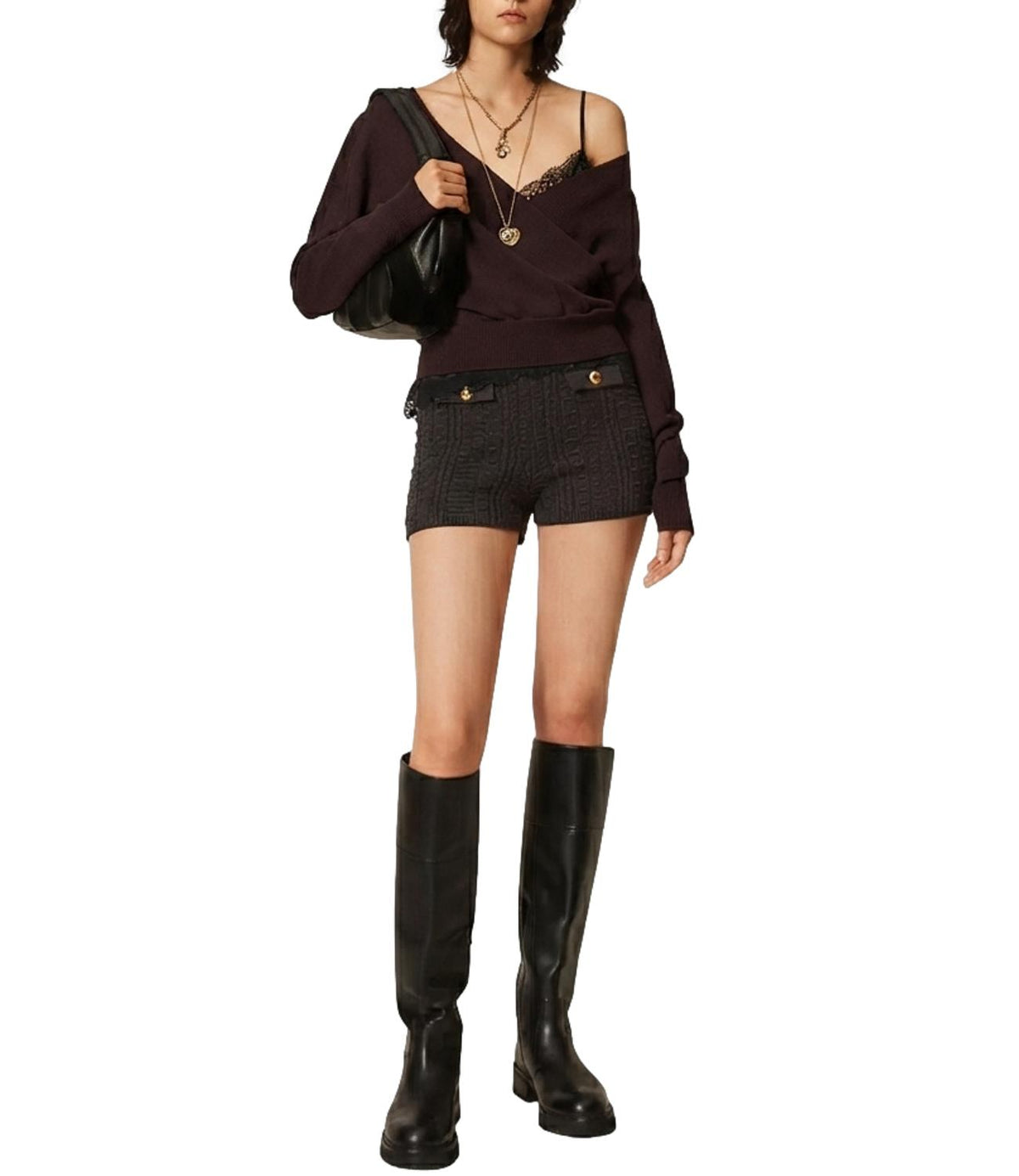 Twin Set Maglia Coffee Chocolate da Donna