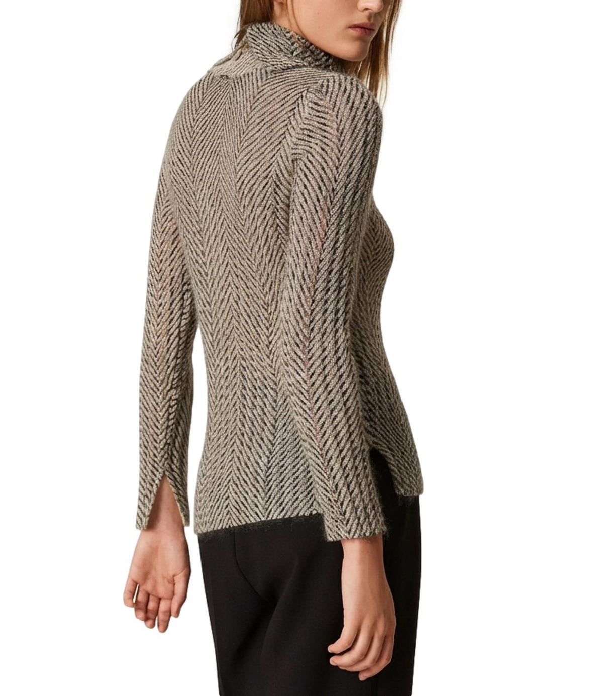 Twin Set Maglia Bic.geometric Black/avorio Lur da Donna